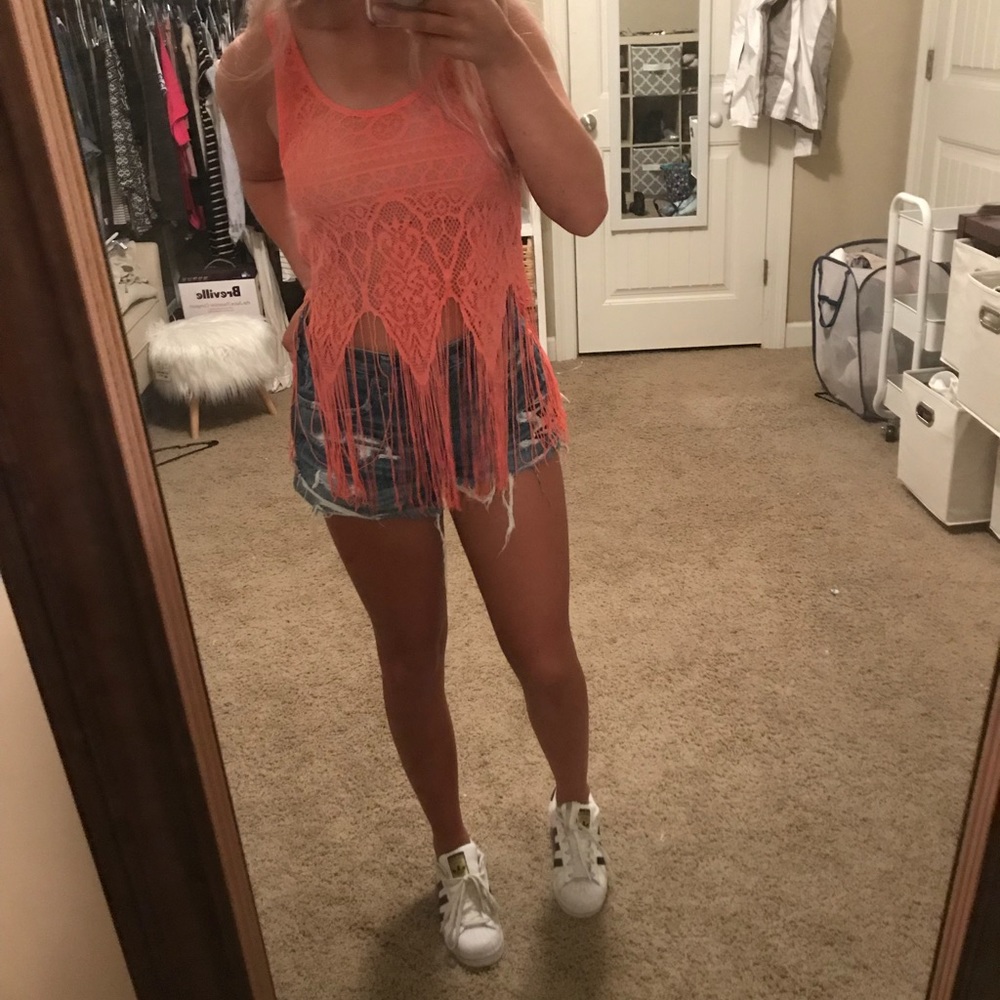 pink/orange hollister shirt